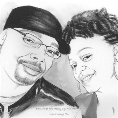 Hand Painted Ink Rendering from Photos for a Couple - myDaVinci